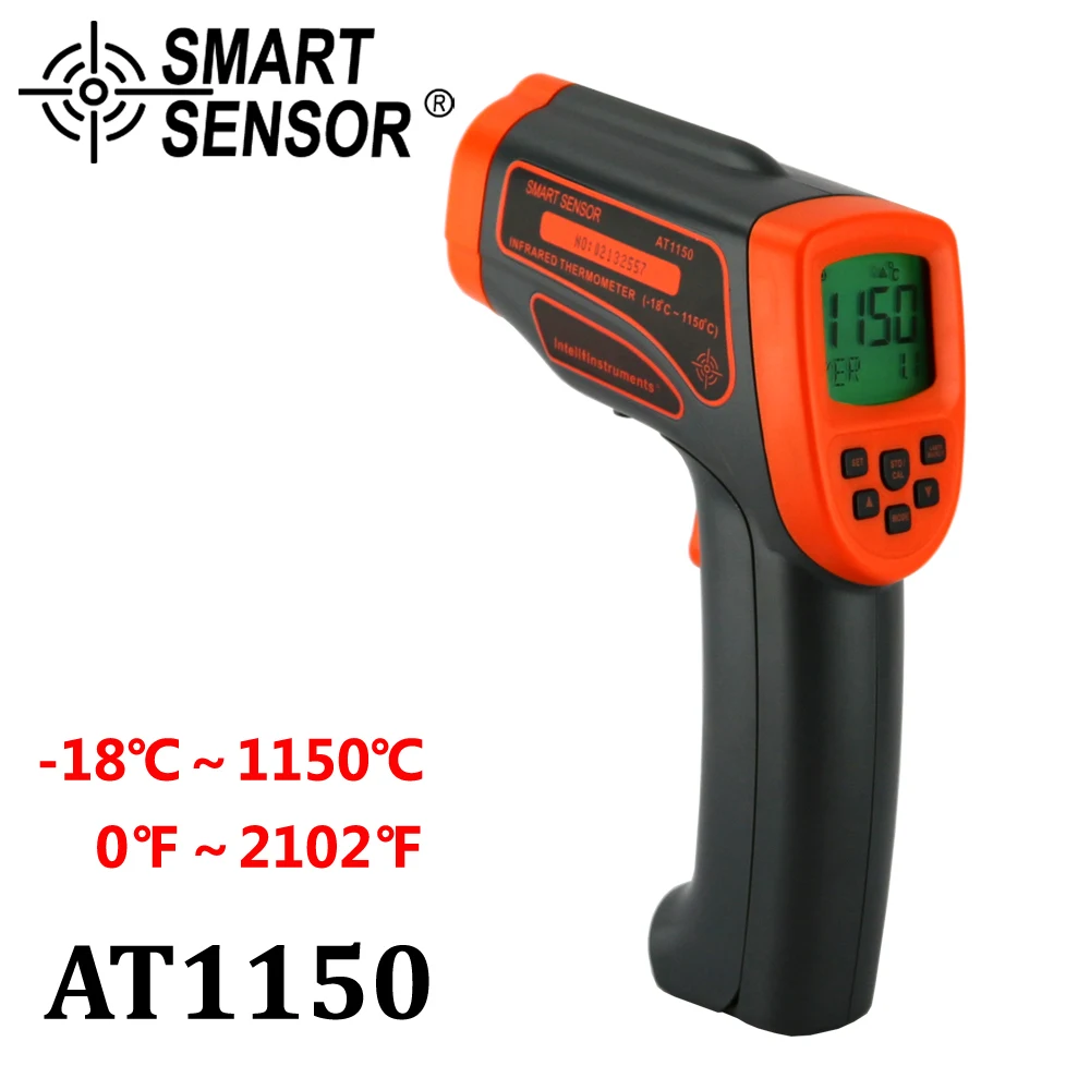 

Smart Sensor AT1150 -18 to 1150 Degree Multi-Function Digital Infrared Thermometer Non-Contact 50:1 IR Temperature Tester