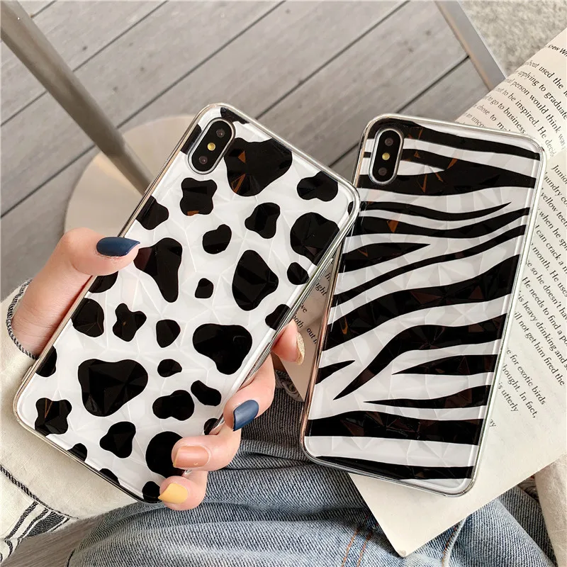 

Anti-knock fresh style phone case for iphone x xs max xr 6 6s 7 8 Plus cow-stripe and zebra-stripe cute phone case for iphone