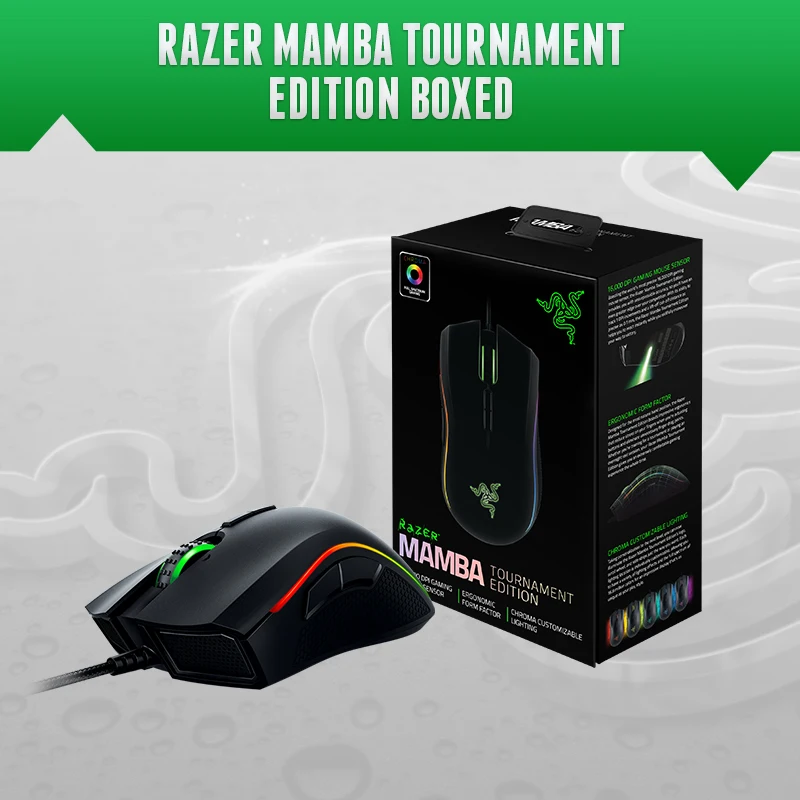 NEW QI Razer Mamba Elite Edition Tournament.Gaming Mouse 16000 DPI Chorma Light Brand in Retail BOX |
