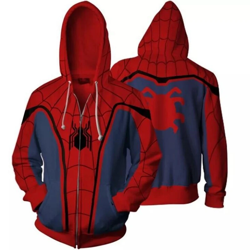 

3color Spiderman Sweatshirts cosplay costume Hoodies Anime 3D hoodies Men Women Hoodies Street Wear Casual Pockets