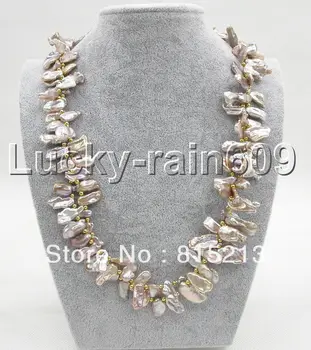 

ddh00790 Genuine AAA 21mm baroque purple REBORN KESHI pearls necklace