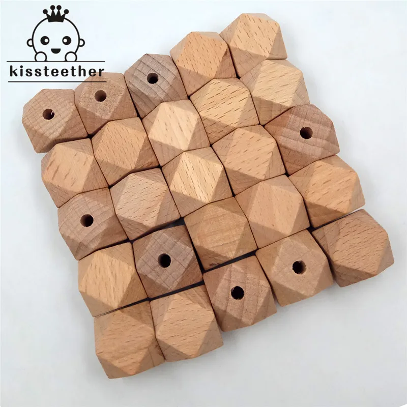 50pcs Beech Wood Bead Unfinished Natural 12mm Geometric hexagonal Wooden Beads For DIY Baby Teether Nacklace let s make 1pc baby teether toys wooden animals birds pendant olive oil beech wood crochet beads baby rattle stroller kids gifts