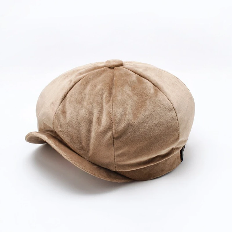 Высококлассный мужской зимний Бархатный берет, кепка для папы, восьмиугольная кепка, большой головной убор для мужчины, кепка размера плюс, Кепка для мальчика, s 57-59 см, 59-61 см - Цвет: Khaki