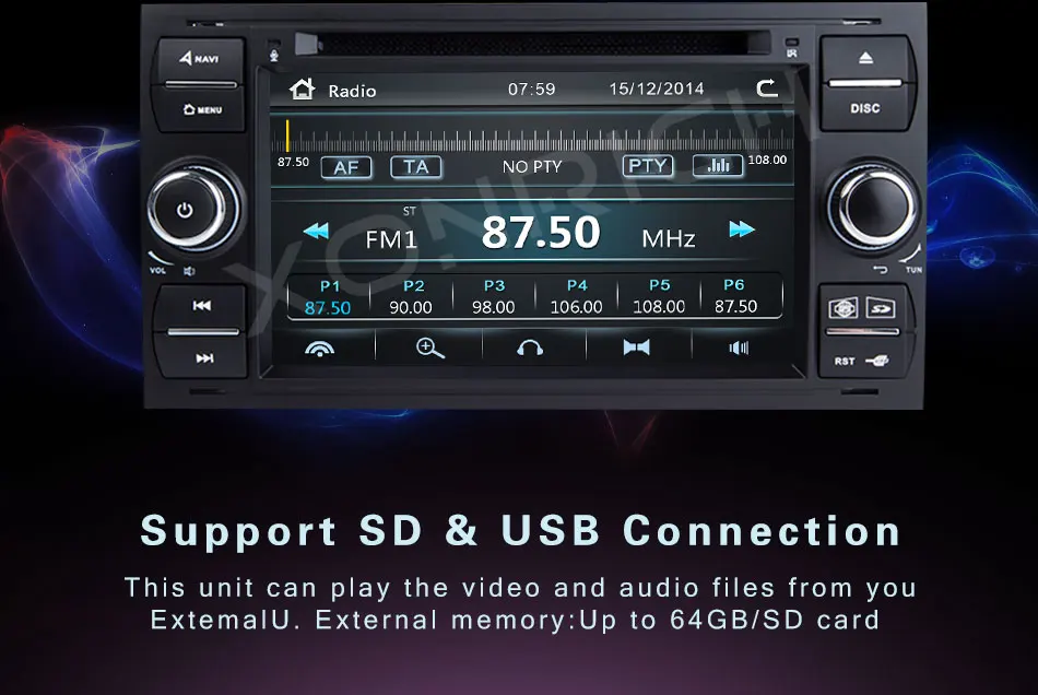 Top 2 din Car DVD Player Multimedia For Ford Fiesta Ford Focus 2 Mondeo 4 C-Max S-Max Fusion Transit Kuga AutoRadio GPS Navigation 5
