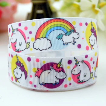 

7/8'' 22mm,1" 25mm,1-1/2" 38mm,3" 75mm Unicorn Cartoon Character printed Grosgrain Ribbon party decoration X-01514 10 Yards