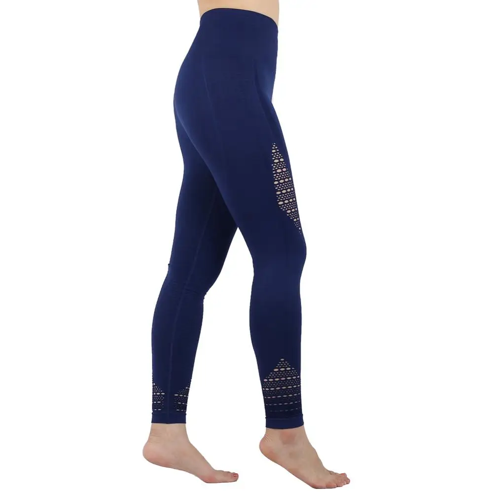 Супер эластичные спортивные колготки, энергетические Бесшовные штаны для занятий йогой с контролем живота, спортивные Леггинсы с высокой талией, Фиолетовые женские штаны для бега - Цвет: Синий