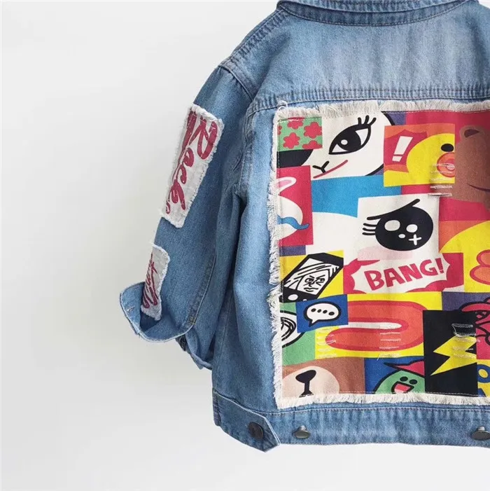 

Boys and girls Embroidered patch denim jacket
