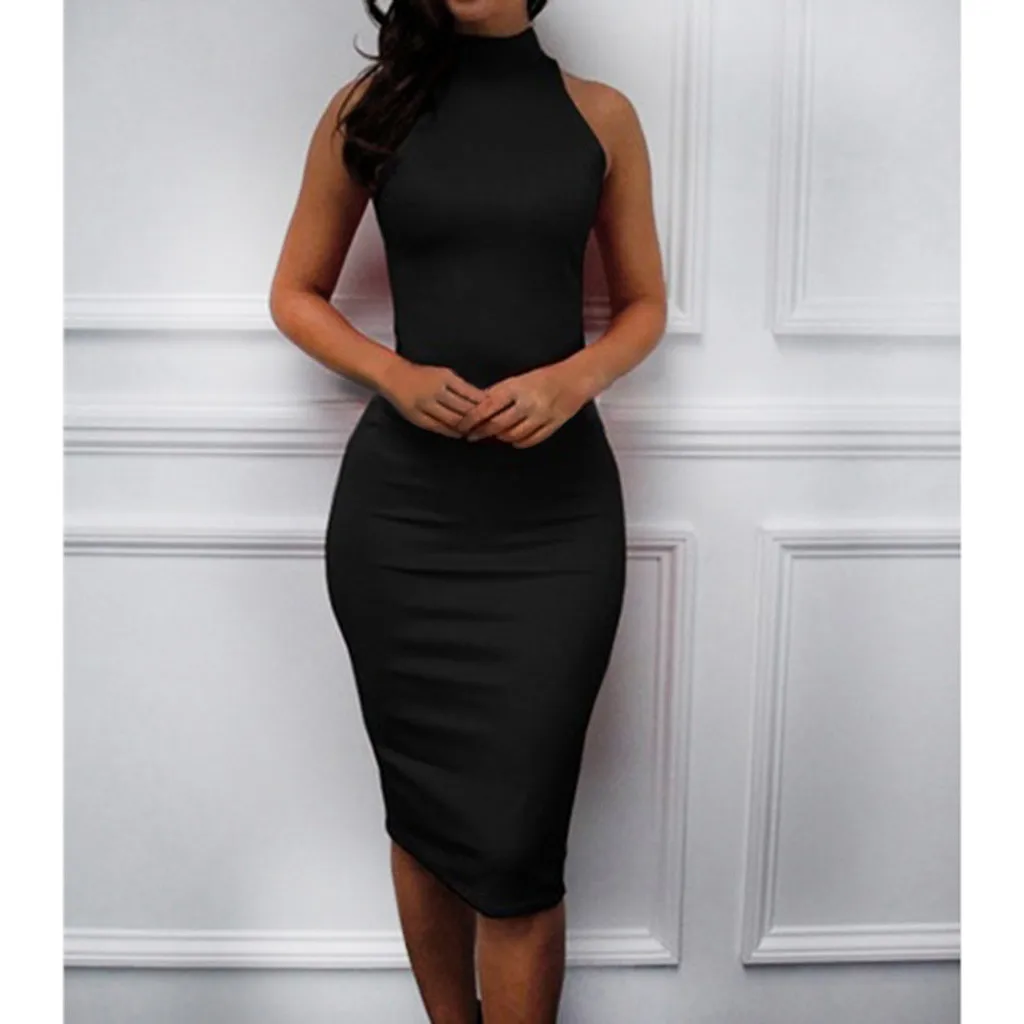 

Women's Bodycon Sexy Dress Slim Strapless Backless Knee Dresses Turtleneck Skinny Dresses Summer Dress 2019 vestidos de verano