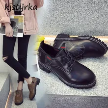 Kjstyrka botines mujer de marca 2018 de alta qualidade primavera outono moda couro envernizado salto baixo tornozelo mulheres bota bota feminina