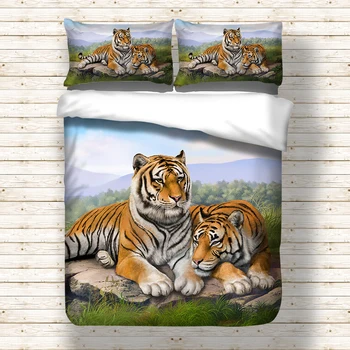 

Tiger Bedding Set Twin Full Queen King Double Size Duvet Cover/Quilt Cover/Bed Cover Pillow Cases Animal Bedlinen 3pcs