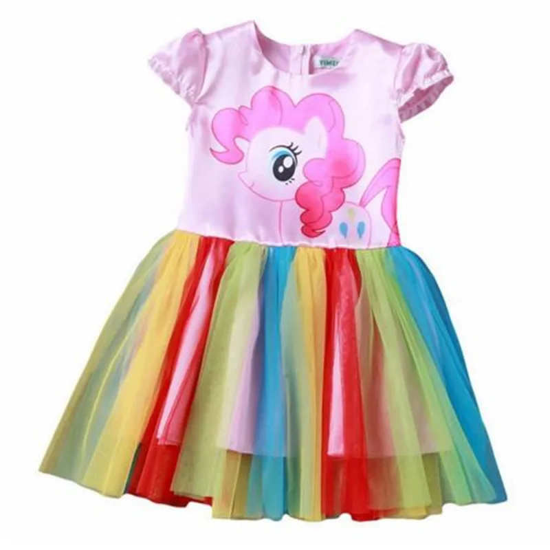Girls Rainbow Unicorn Dress Carnival Party For Kids Clothes Cosplay Vestidos 2019 Children Cute Pony Birthday Baby Dresses (4)