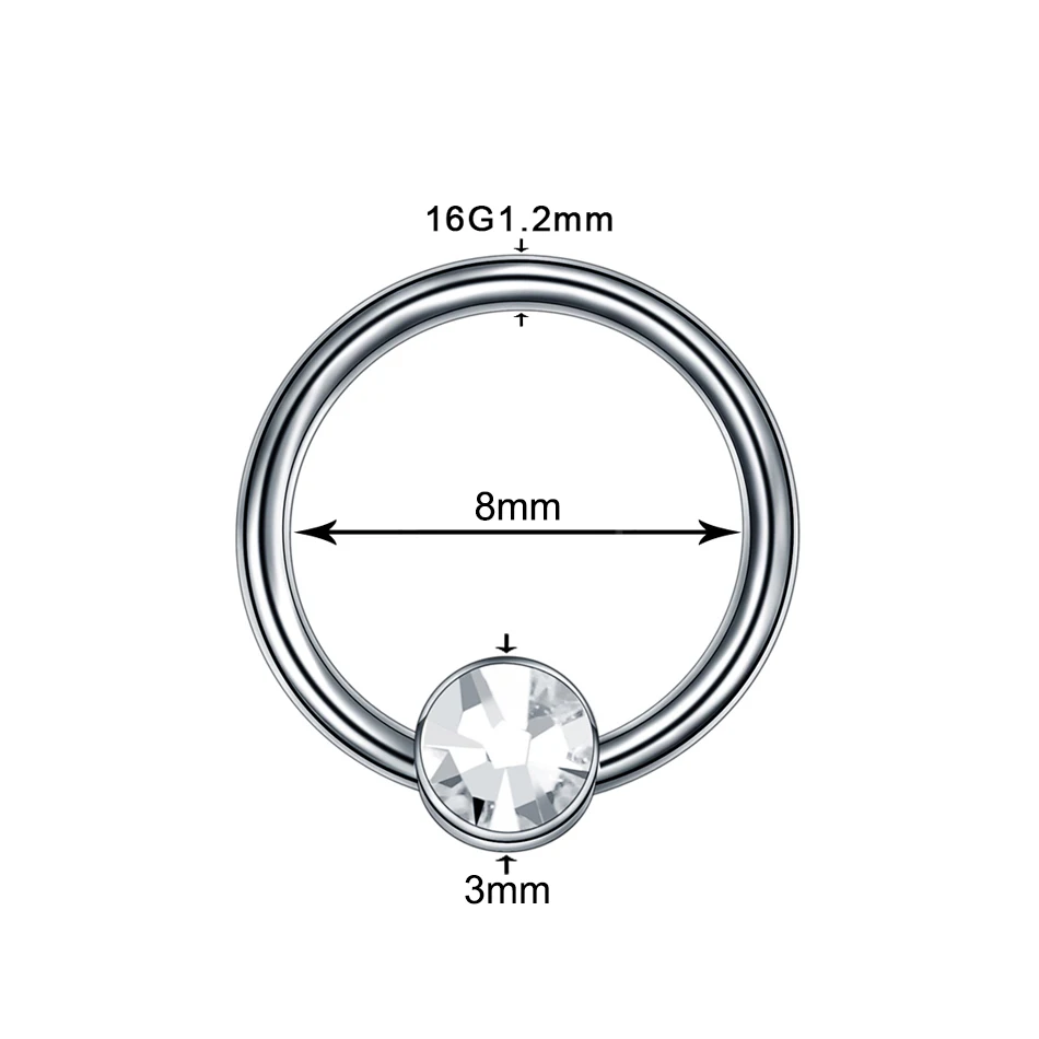 1 шт./лот кольца в нос из титана круглые и плоские Кристальные перегородки Кольца кольца ноздри пирсинг серьги для носа ореха пирсинг ювелирные изделия - Окраска металла: Flat Gem 1.2x8x3mm