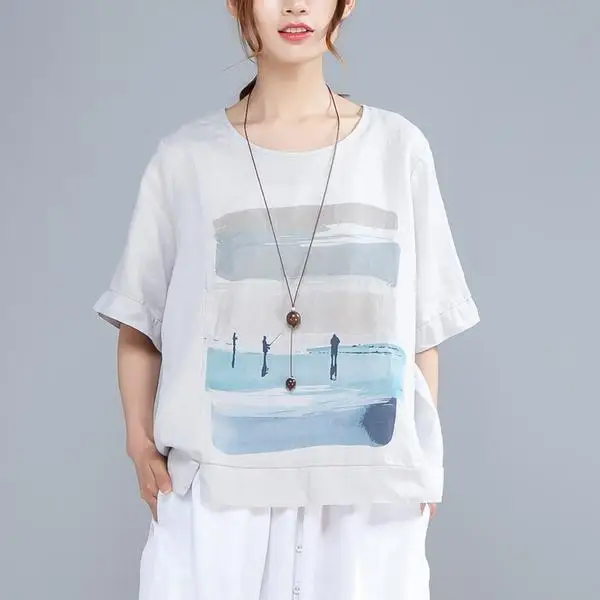 BUYKUD Женская хлопковая блузка рубашка 2019 женская одежда короткий рукав Blusas