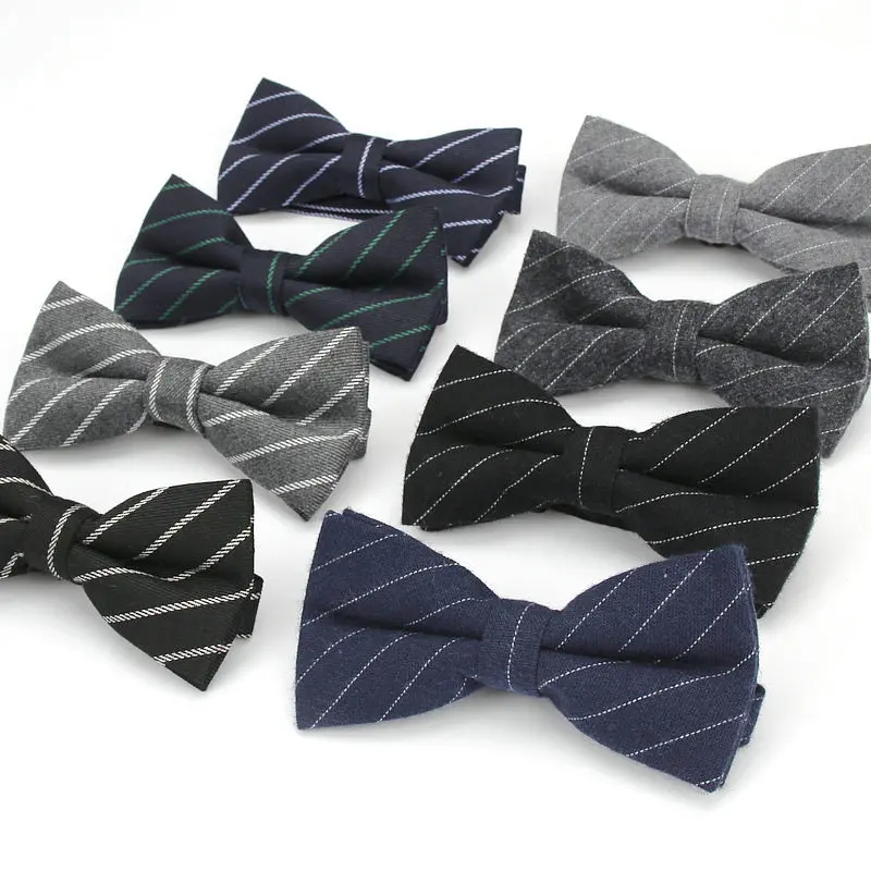 

KR879-888 Fashion Men's Bow Tie Adjustable Formal 100% Cotton Butterfly Cravat Striped Bowtie Tuxedo Bows Male Party Accessories
