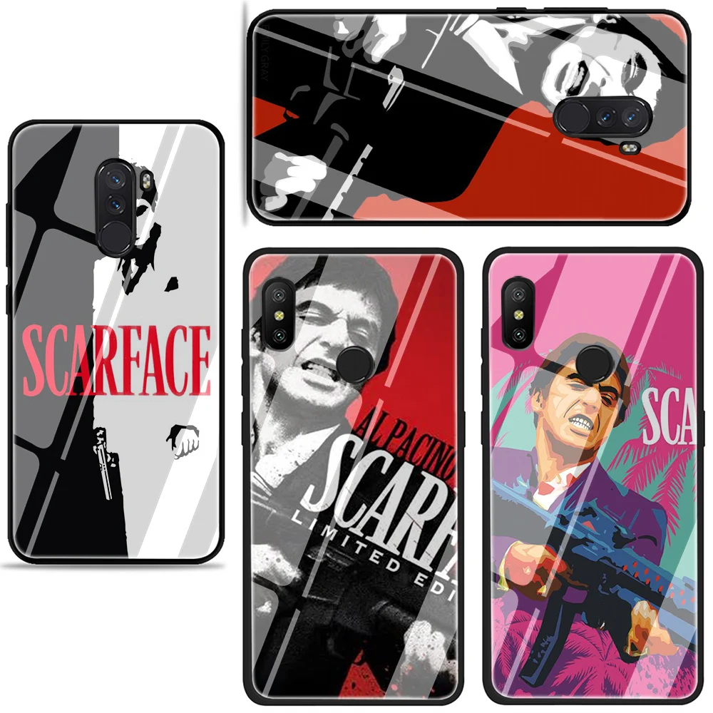Scarface Tempered Glass TPU Case for Xiaomi 8 Lite A1 A2 9 Redmi Note 5 6 7 Pro 6A 4X POCOPHONE F1 Scarface Tempered Glass TPU Case for Xiaomi 8 Lite A1 A2 9 Redmi Note 5 6 7 Pro 6A 4X POCOPHONE F1