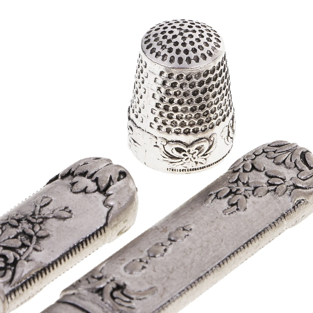 2 Sets European Vintage Sewing Kit Tailors Scissors Thimble Needle Case Holder DIY Embroidery Cross Stitch Crewel Craft Tools