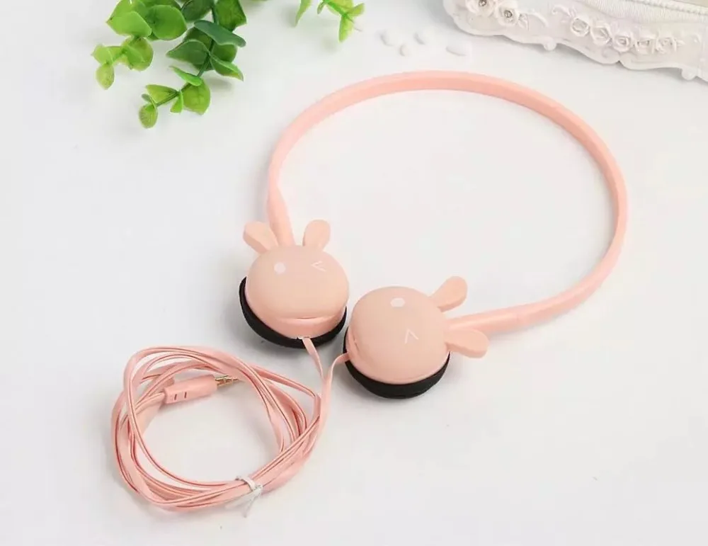 Wire Headphones Cute Cartoon Rabbit Candy Colour 3.5mm Stereo Headphone with Mic for Samsung Xiaomi mp3 Kids Student Birthday Gifts (18)