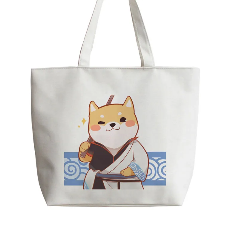 

Shiba Inu Gintoki Anime Dog GINTAMA Japanese Shopping Canvas bag Tote bags AN068