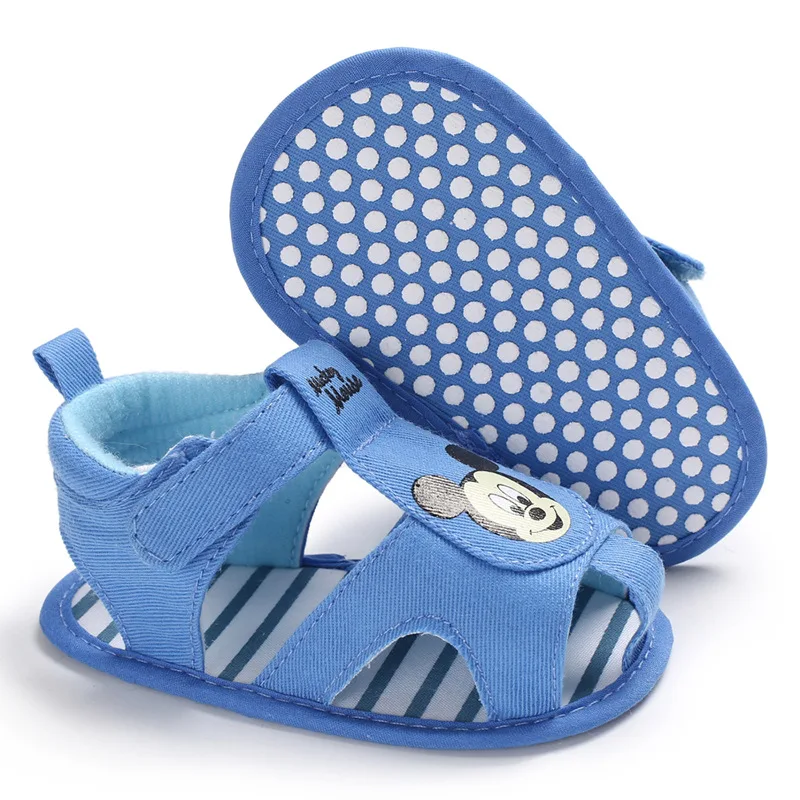 Летняя обувь для новорожденных малышей с мягкой подошвой, обувь для первых шагов, летняя обувь синего цвета для маленьких мальчиков, детская обувь для малышей