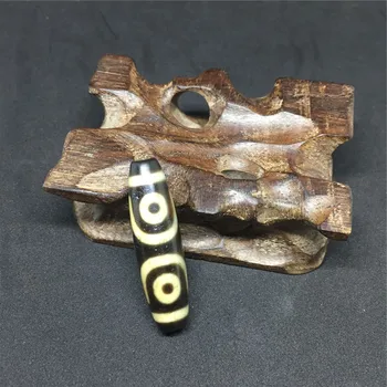 

12mm*38mm DYI Dzi Stone Three EYES Pattern Pure Yellow Color Bead Tibetan Mystical Stone Heaven Eyed Dzi Beads