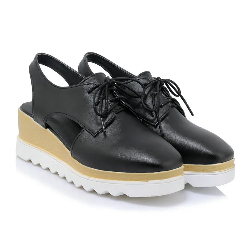 

B2-7 Size 33-43 Female Spring Summer Squre Toes Pumps Lady Lace-up Slingback Shoes Woman Comfort Platform Shoe Women Wedges Shoe