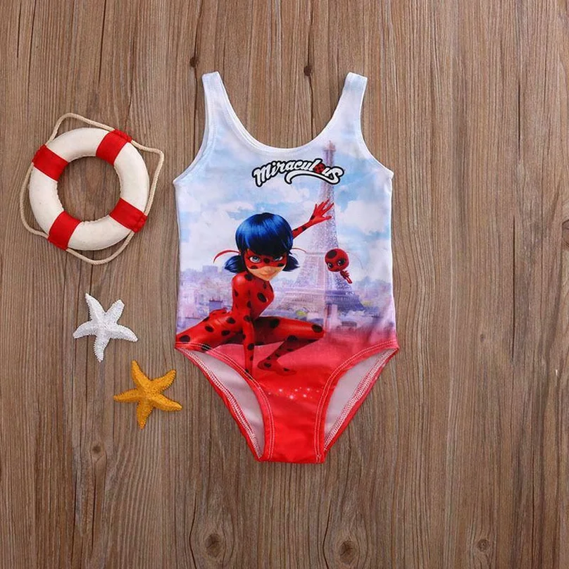 Summer Baby Girl Clothes One Piece Swimsuit Printing Miraculous Ladybug Kids Girls Swimming Costume Bikini Set Bathing Swimwear