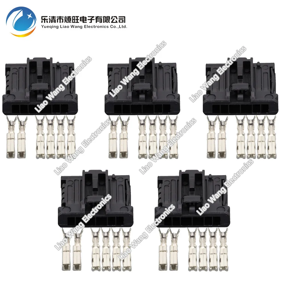

5 Sets 6 pin black rectangular connector with terminal DJ7061-1.5 2.8-21 6P Automotive Connectors