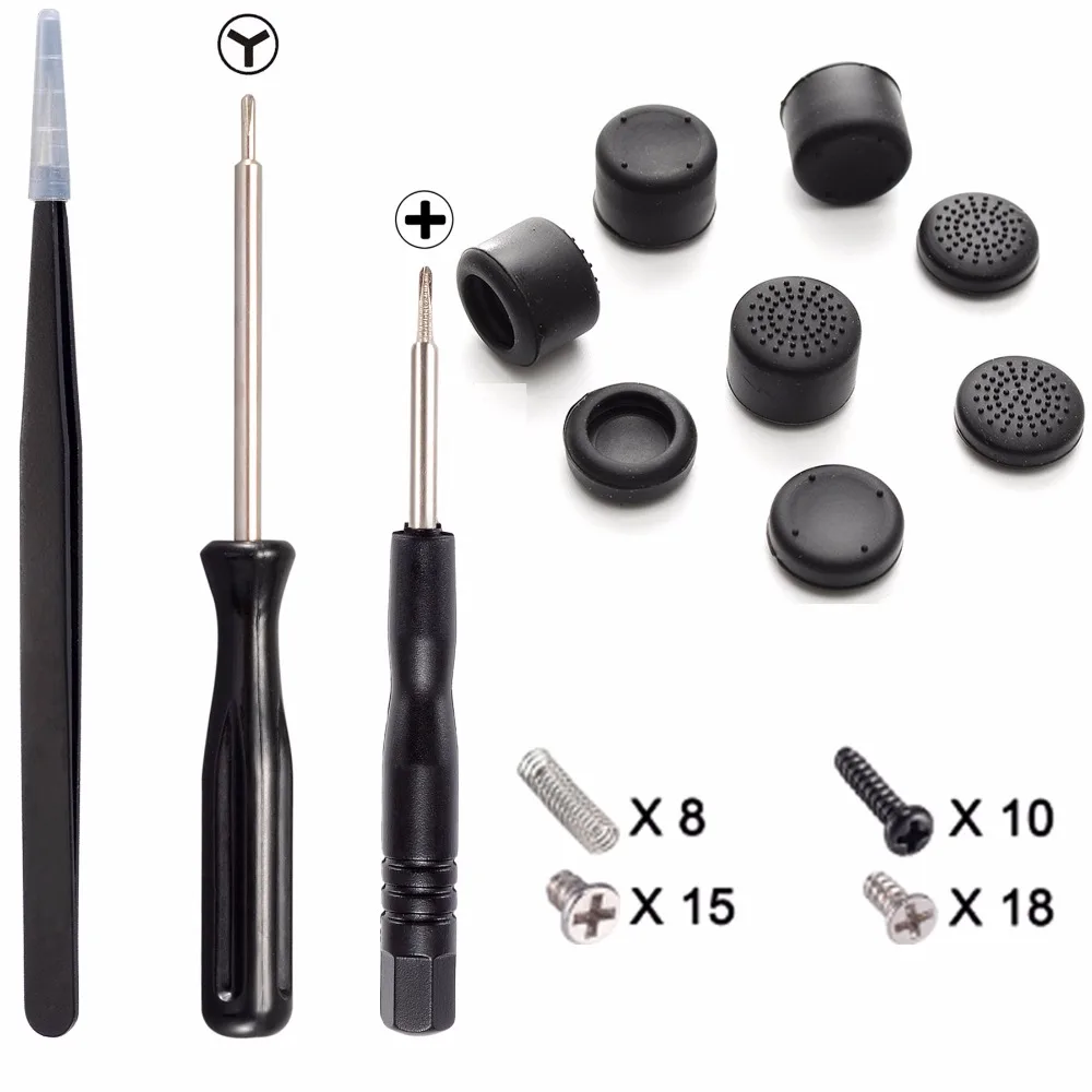 Rubber Joystick Grips Caps w/ Screwdriver Screws Set for Nintendo