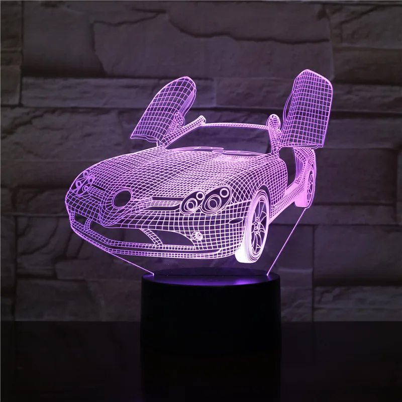 

Led Nightlight Super Sports Car 3d Illusion Lampara Multicolor Rgb Children Kids Gift Table Lamp Bedroom Decorative Lights Decor