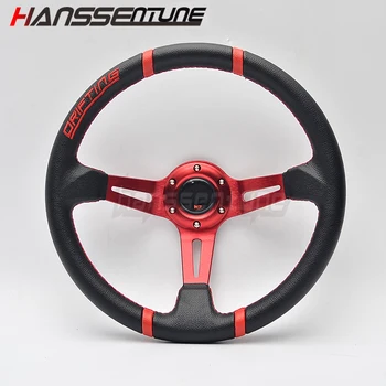 

Universal PVC Leather Steering wheel 350MM 14inch Deep Corn Dish with RED Bule Gold Color
