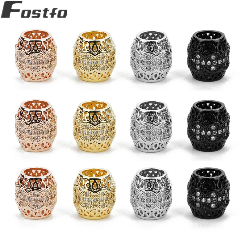 

Fostfo 2pc/lot 9*10mm Metal Bead Copper Plated Gold With Crystal Big Hole Charm Beads For DIY Jewelry Making Finding Accessories