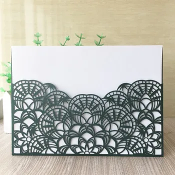 

20Pcs/lot 2019 New 250gsm pearl paper laser cut flower wedding invitation card pocket card Greeting invitation Blessing card