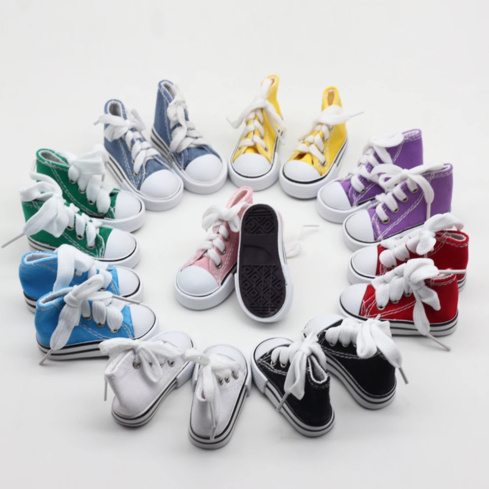 1 Pair 7.5CM Doll Sneakers Assorted Colors Doll Canvas Shoes for 1/3 BJD,1/4BJD, SD 16inch Sharon Dolls Boots Accessories