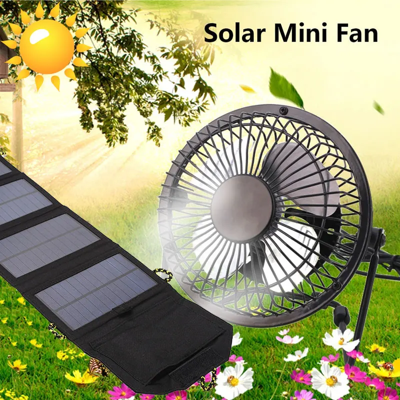 

2019 Drop Shpping Foldable 7W 6.5V Cell Solar Panel +Fan Multifunctional Universal Outdoor Battery Charger Ventilator