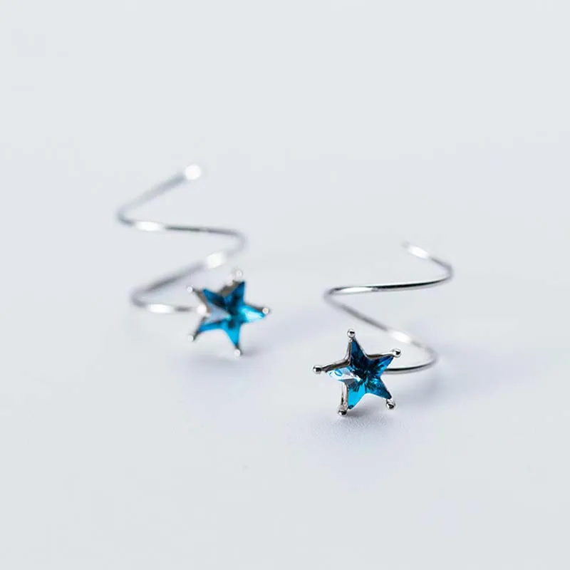 Модные серьги-гвоздики в форме звезды, 925 пробы серебряные серьги для женщин, пентаграмма, пирсинг для ушей, маленькие серьги из стерлингового серебра, ювелирные изделия
