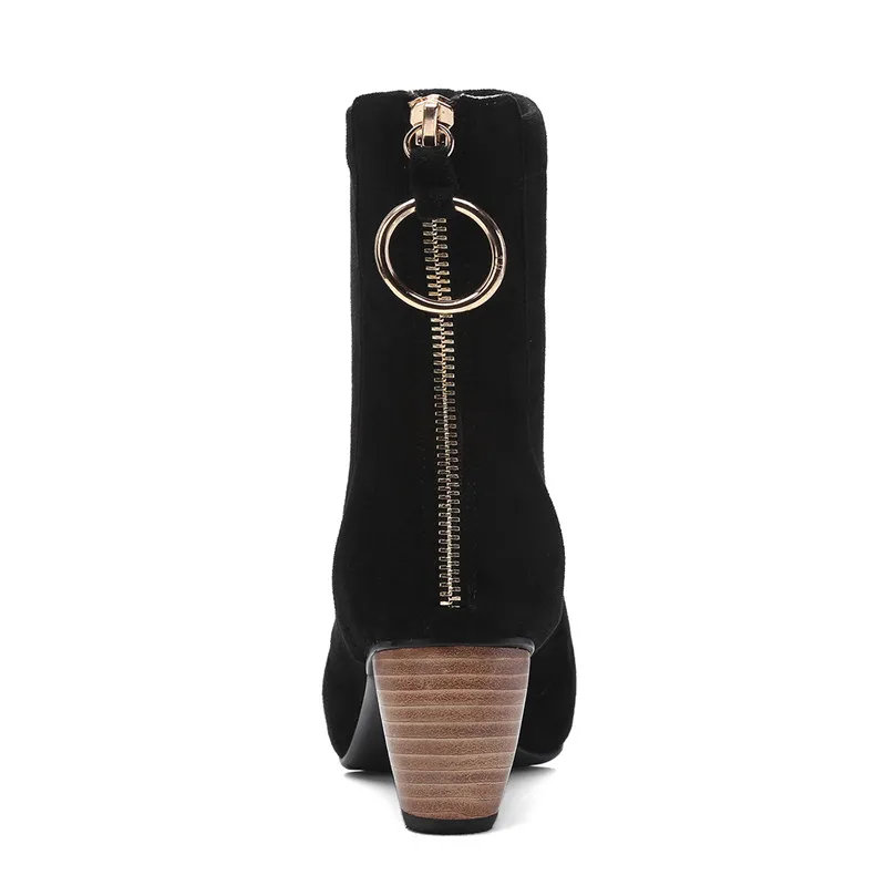 Talons Carré 40 Taille green Black Enmayer Zipper En pink Dames Femmes Suédé Noir Med Bottines 34 Bout Grande Cr863 Cuir Mode Bottes xYAP5wntqP