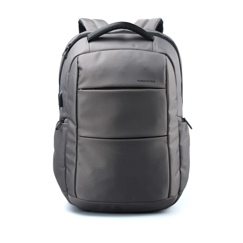 Kingsons рюкзак для ноутбука с функцией внешней зарядки и USB, мужская сумка для путешествий с защитой от кражи 15,6 дюймов - Цвет: Серый