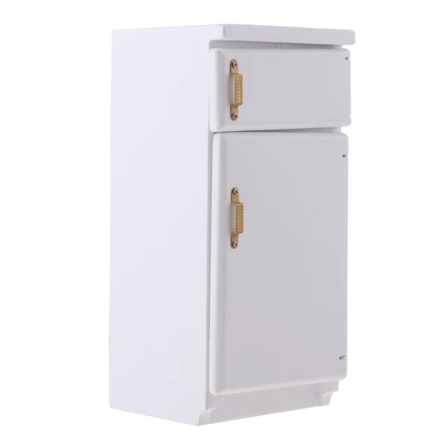 Cheap Miniature White Wood Refrigerator Fridge Furniture for 1/12 Dolls House Kitchen Dining Room Accessories Kids Pretend Play Cheap Miniature White Wood Refrigerator Fridge Furniture for 1/12 Dolls House Kitchen Dining Room Accessories Kids Pretend Play