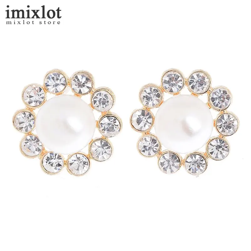 1pair New Fashion Jewelry Crystal Rhinestone Pearl Stud Earrings For Women Vintage Flower Gifts Girls | Украшения и аксессуары