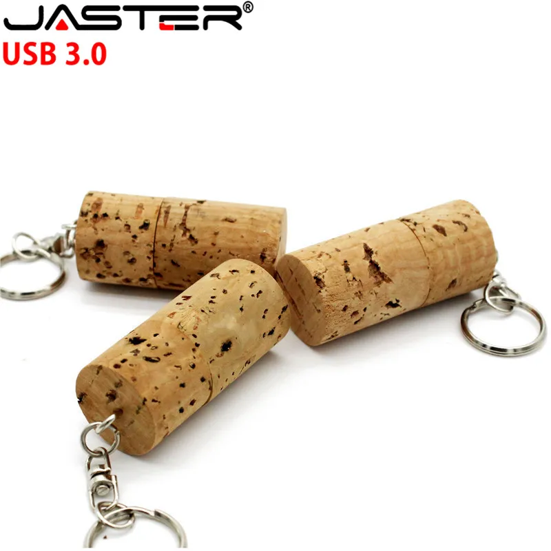 JASTER USB 3,0 деревянный пробковый USB флеш-накопитель деревянная пробка для бутылки Флешка 4 ГБ 8 ГБ 16 ГБ 32 ГБ 64 ГБ Флешка брелок логотип на заказ