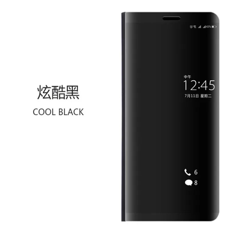 Чехол для Xiaomi mi rror Smart View, чехол для Xiao mi Red mi 5 Plus 6A Note7 5 4X6 Pro, кожаный флип-чехол с подставкой, чехол для Xiao mi 9 Max3 F1 mi 8 Lite - Цвет: Noble black