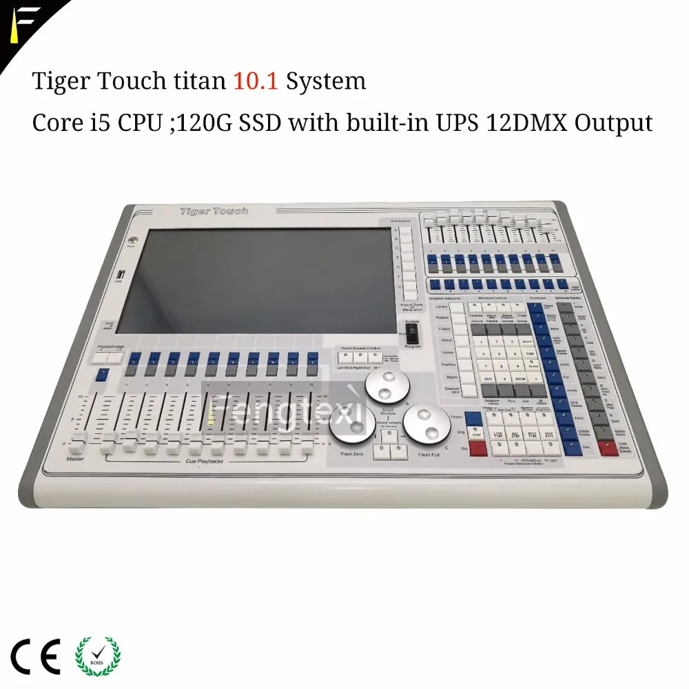 

V10.1 Titan Tiger Touch DMX Controller 12 DMX Output 6144 Channels dmx512 Console Concert Lighting Controllers wtih Flight Case
