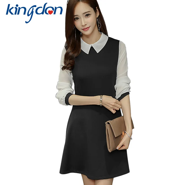 2018 New Fashion Preppy Style College High School Dress Full Sleeve 2018 New Fashion Preppy Style College High School Dress Full Sleeve Summer Mini Women Black