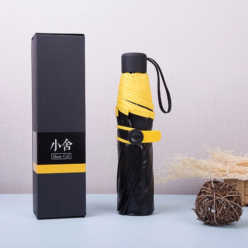 

Small fresh ultra light mini 30% off five fold umbrella folding umbrella umbrella sunscreen UV protection black plastic umbrella
