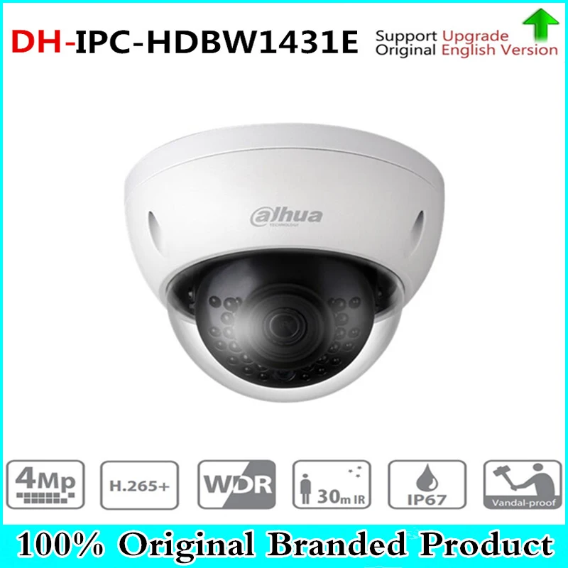 

DH IPC-HDBW1431E with logo original 4MP Network IP Camera Support IK10 IP67 Waterproof with POE IR Range 30m Mini Dome Camera