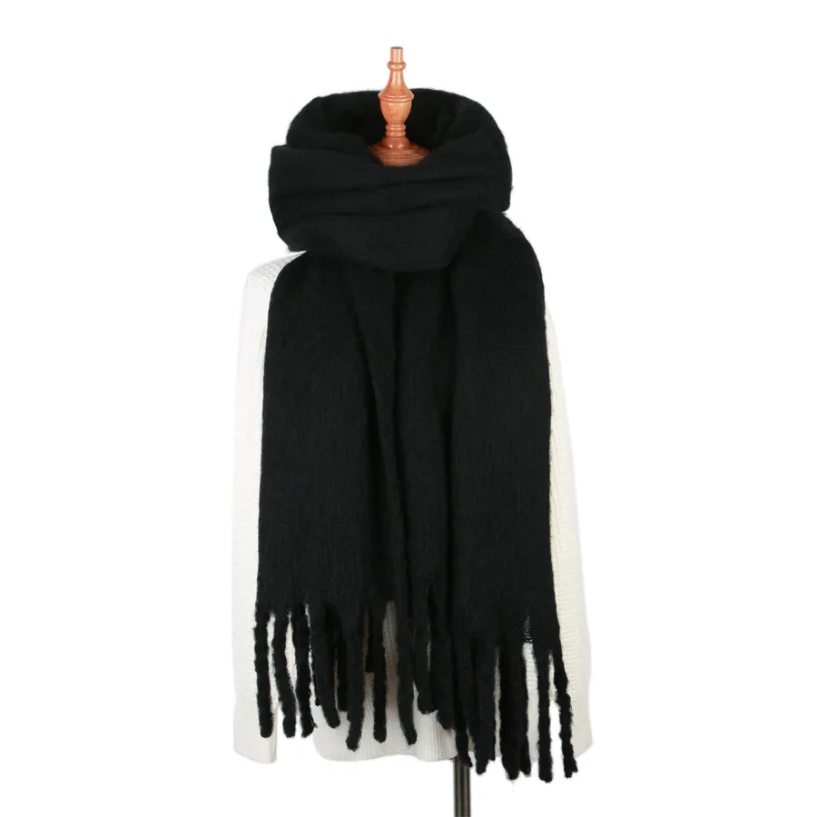 [Lakysilk] высококачественный кашемировый шарф для женщин, женские мягкие зимние однотонные шарфы, роскошные брендовые длинные модные шарфы из пашмины 200*50 см