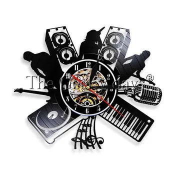 

1Piece DJ Melody Singer Rock Band Jazz Band Silhouette Led Night Light Music Instrucments Vintage Vinyl Record Clock