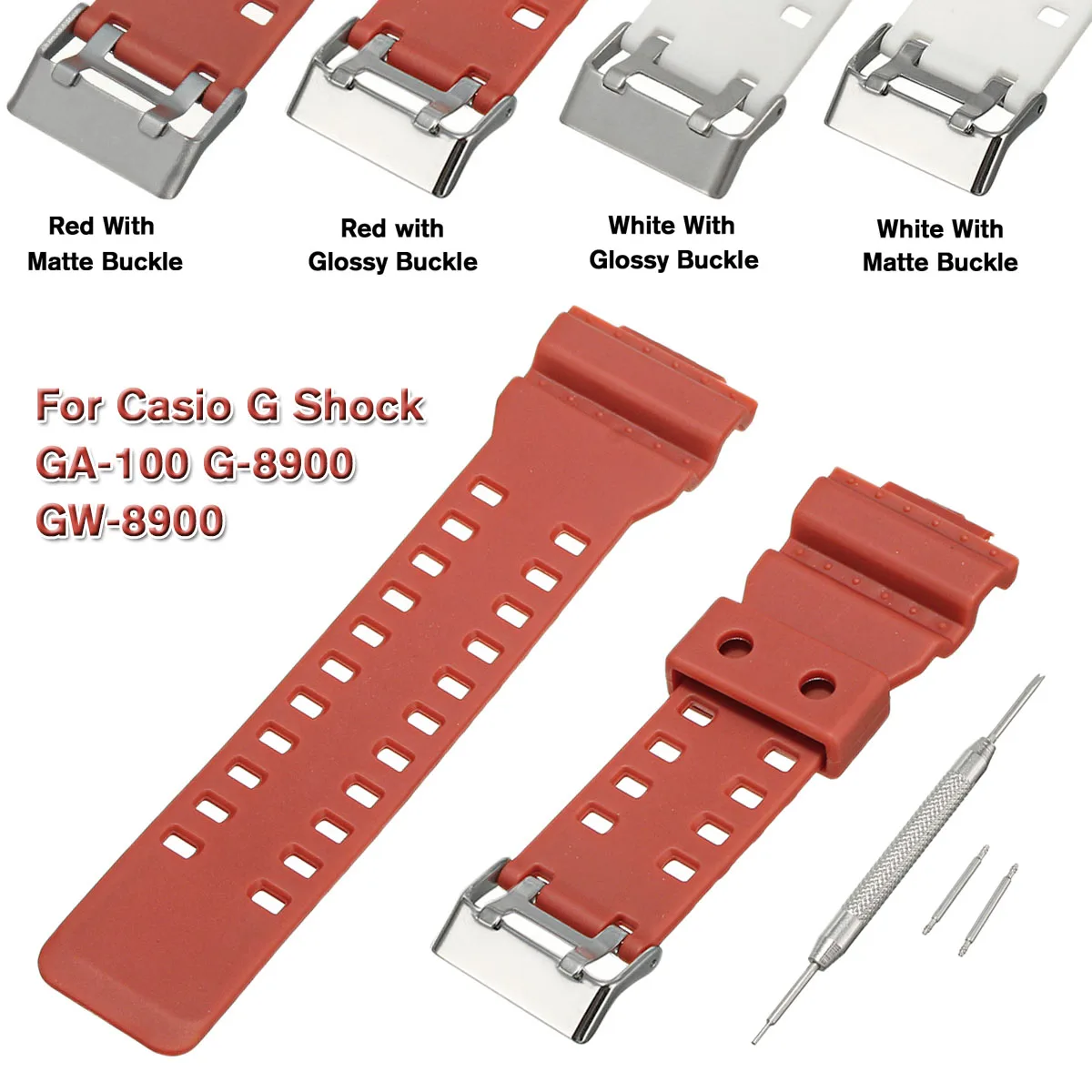 

16mm Silicone Rubber Watch Band Strap Fit For Casio G Shock GA-100 G-8900 GW-8900 Waterproof Watchbands Accessorie