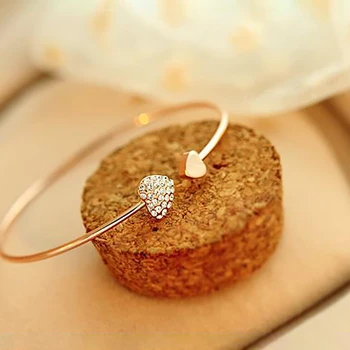 

MIXMAX 20/30pcs cuff bracelet women sweet heart girls alloy gold silver plated opening adjustable bracelet jewelry wholesale