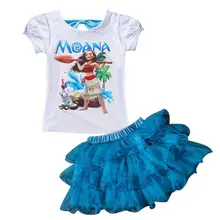 Новые летние вечерние платья принцессы для маленьких девочек, платье с рисунком Моаны для детей 2-8 лет, одежда для девочек, футболка+ бальное платье